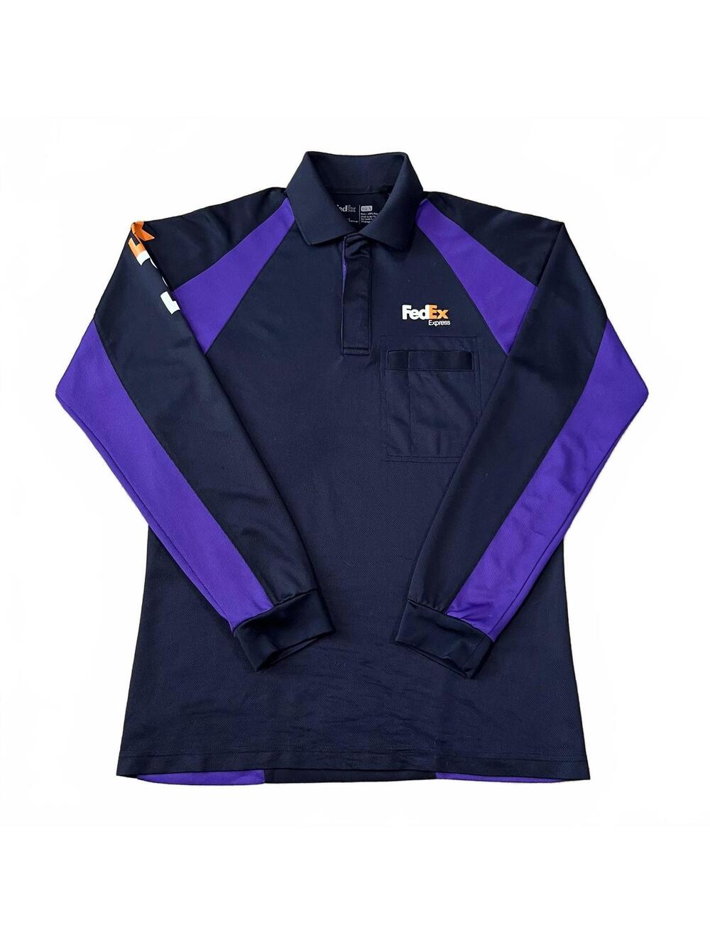 FedEx Express Mens Stan Herman Long Sleeve Polo Uniform Shirt Size Small